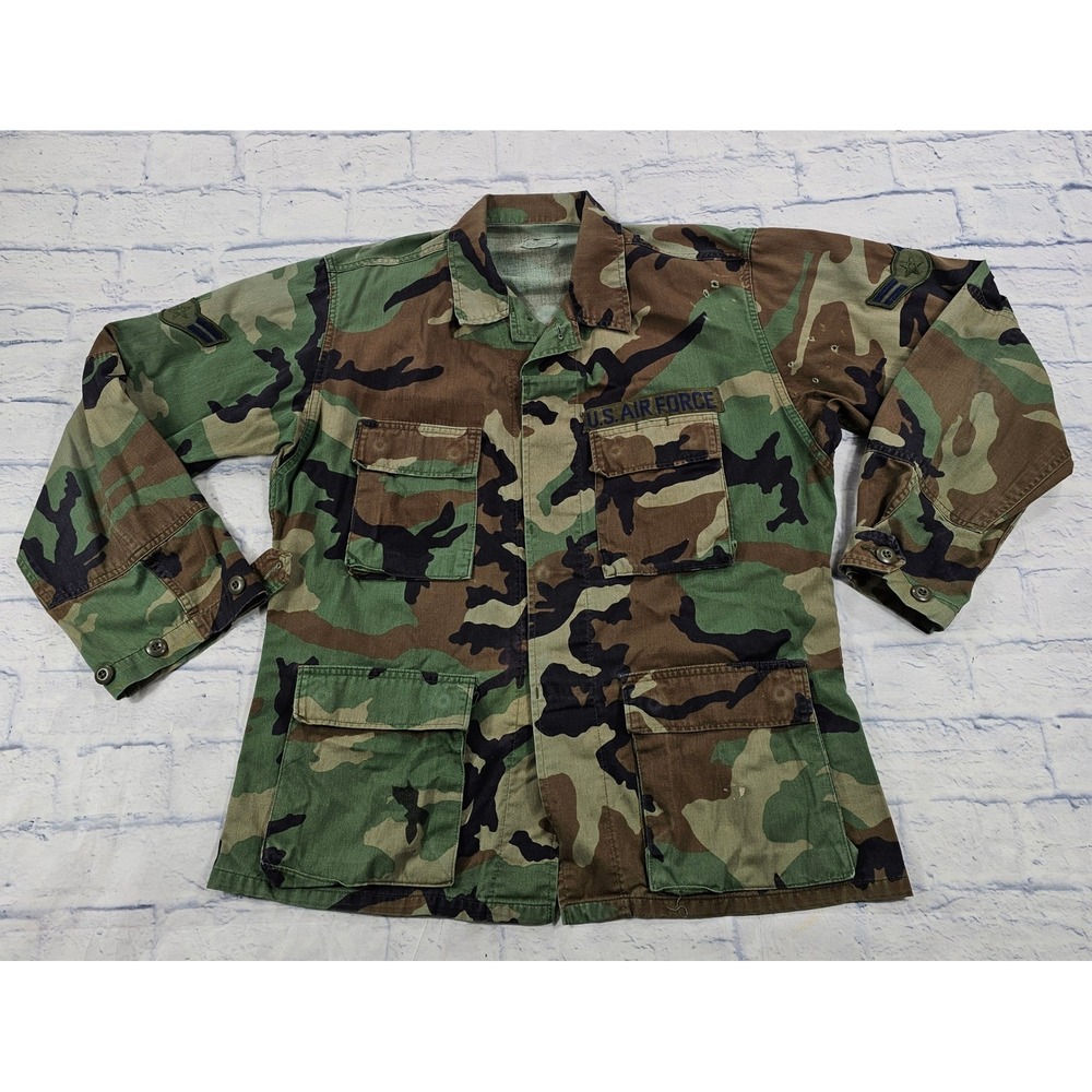 US Air Force Military BDU Field Jacket Mens M Regular Woodland Camo VTG